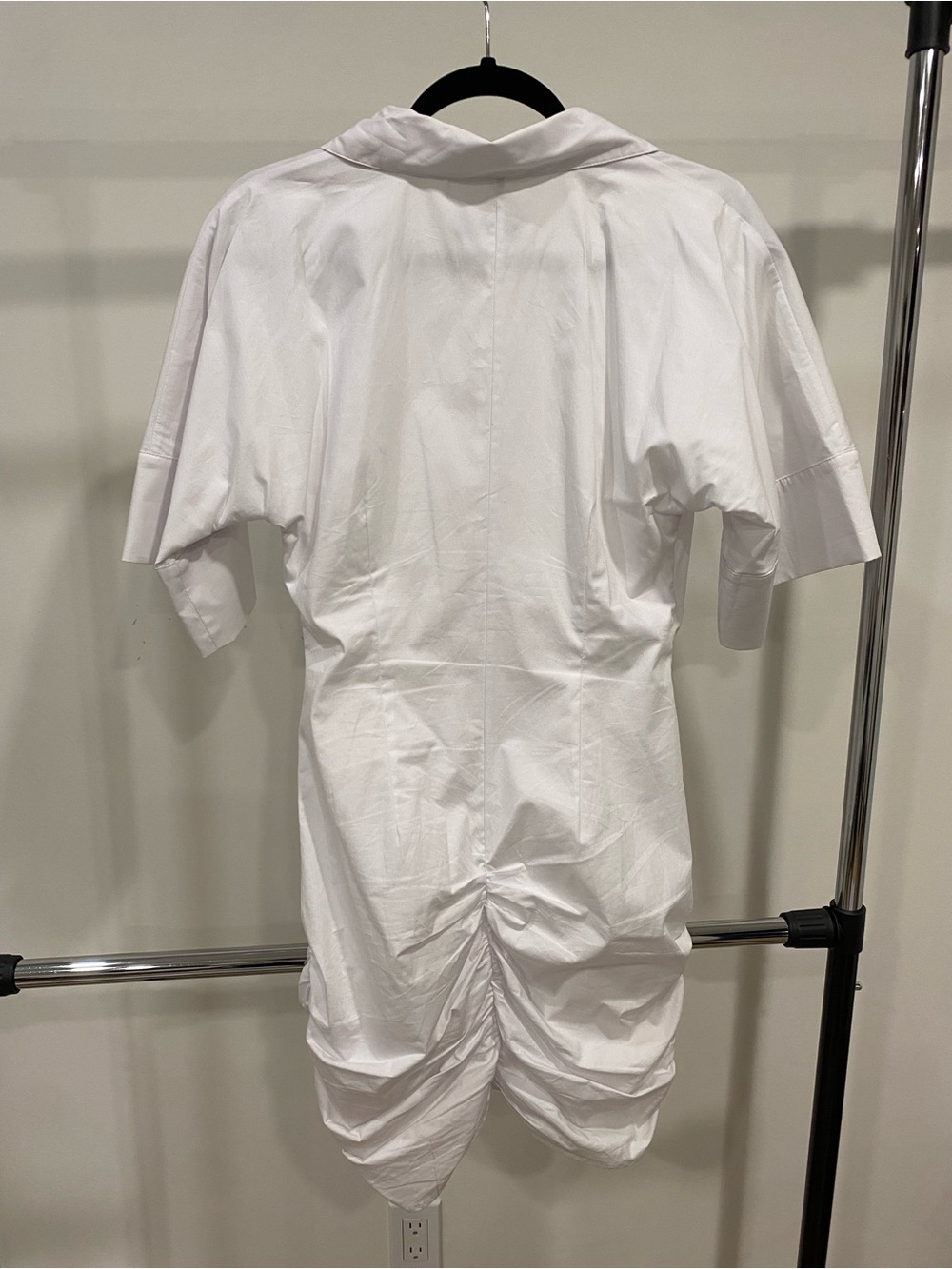 White Ruched Button-Front Dress - Picture 3 of 3